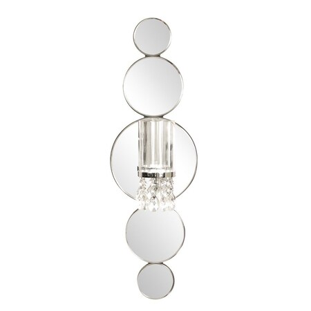 Homeroots Silver and Clear Modern Bling Mirrored Wall Sconce 384171