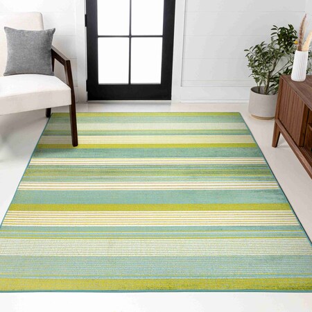 Jonathan Y Duxbury Gradient Ticking Striped Green/Blue 4 ft. x 6 ft. Area Rug LUX102B-4