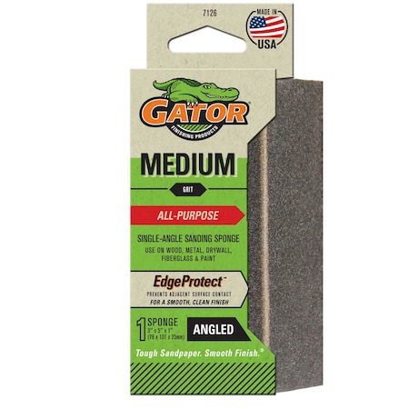 Gator Finishing EdgeProtect 3 x 5 1 in All Purpose Single Angle Sanding Sponge, Medium 7126
