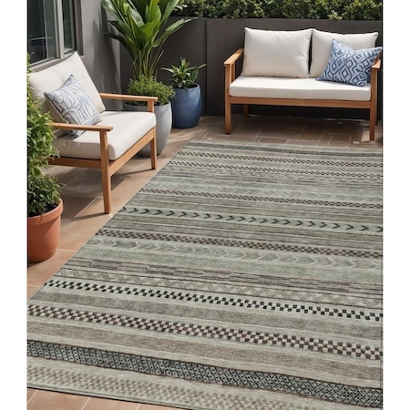 Homeroots 5' X 8' Taupe And Brown Striped Washable Indoor Outdoor Area Rug 615375