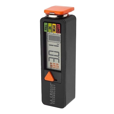 La Crosse Technology La Crosse Battery Tester, For: AAA, AA, C, D, N, 9V and Any 3V Button Cell Batteries 911-143