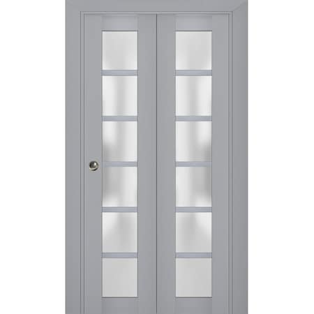 Sartodoors Sliding Closet Bi-fold Doors Grey Solid Core Modern Interior VEREGIO7602BF-GRE-36 x 84 (2* 18x84)