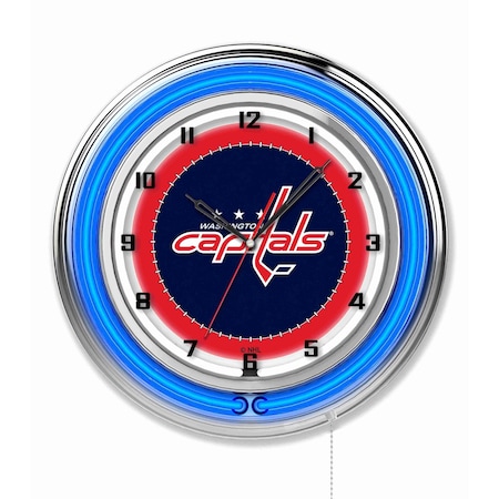 Holland Bar Stool Co Washington Capitals Double Neon 19" Clock, NHL Clk19WshCap