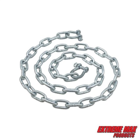 Extreme Max 3006.6566 BoatTector Galvanized Steel Anchor Lead Chain - 3/16" x 4' with 1/4" Shackles 3006.6566