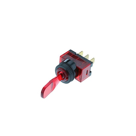 Switch Components Wedge Toggle, 3P SPST OFF-ON, Red Bulb TE1-1A-DC-1-RL