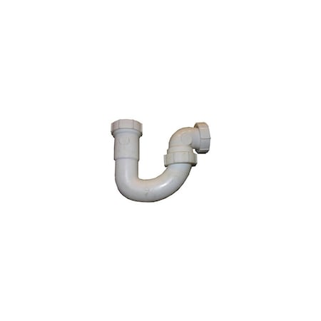 Larsen Supply Co. Lavatory/Kitchen Wall Drain Trap J Bend, White PVC, 1.25 - 1.5-In. Tube Outlet 850711
