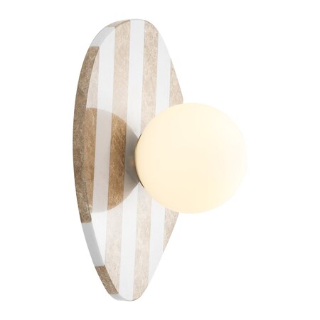 Jonathan Y Tivoli 12 in. Modern Minimalist 1-Light Ovoid Marble Stripe LED Wall Sconce, Light Brown/White JYL5900B