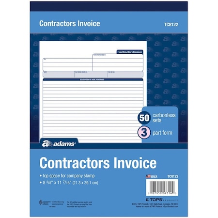 Adams Book, Invoice, Contractors, We ABFTC8122