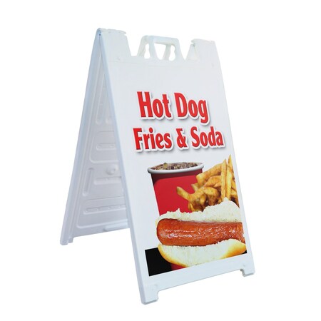 Signmission Hot Dog Fries & Soda, A-Frame & 2 Sign Inserts, Heavy-Duty Plastic Frame SBHD-C-2436-Hot Dog Fries & Soda