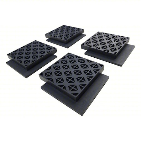 Zoro Select Vibration Isolator Pad, 4" L, 45/64" H, PK4 852GL7