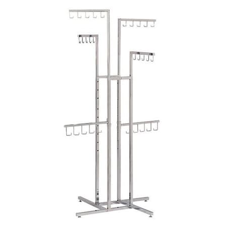 Store Supply Warehouse 4-Way Chrome Handbag Rack with J-Hooks 60119