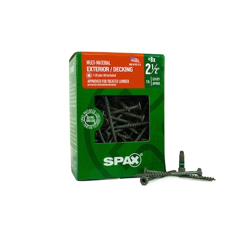 Spax #8 x 2-1/2 in Exterior Wood Deck Screws Construction Flat Head T-Star Plus, 124PK 4191670400604
