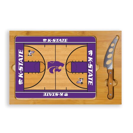 Picnic Time Family Of Brands NCAA Kansas State Wildcats Icon Glass Top Cutting Board & Knife Set 910-00-505-255-0