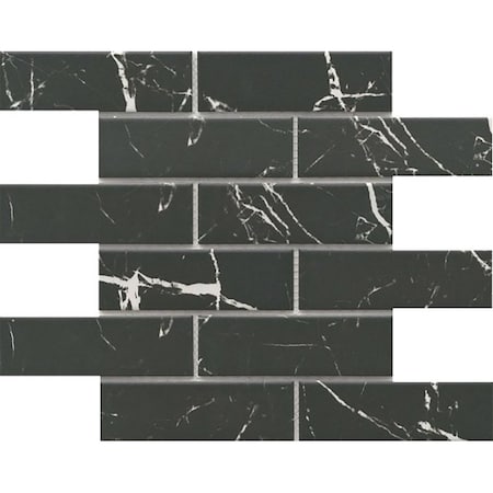 Emser Tile Elegan Series Porcelain Mosaic Tile, 12 in L Tile, 11 in W Tile, Pressed Edge, Nero, 20PK W95ELEGNE1112MOFM