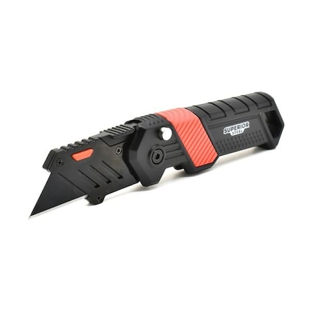 Superior Steel Heavy-Duty Folding Utility Knife with Belt Clip UK757