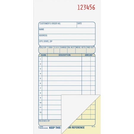 Cardinal Brands Adams, 2-Part Sales Book, 3 3/8 X 6 11/16, Carbonless, 50PK DC3705