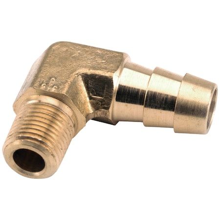 Anderson Metals 3/8'' MIP x 3/8'' Hose Barbed 90 Deg. Brass Elbow, 1/4 Bend 757020-0606