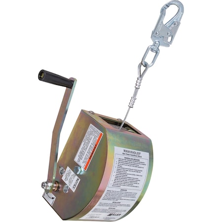 Miller Hoist/Winch w/Integrated Mounting Bracket, Pulley, Carabiner, and Galvanized Steel Lifeline 8442-Z7/100FT