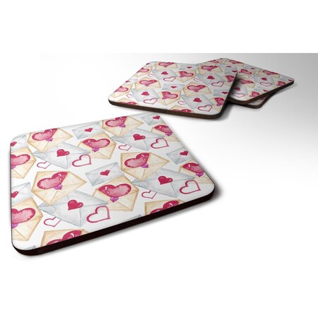 Carolines Treasures Watercolor Love Letters Foam Coaster, Set of 4 BB7569FC