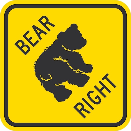 Lyle Bear Right Crossing Symbol, 12x12, Diamond Grade, Yellow G-1955-DG_12x12