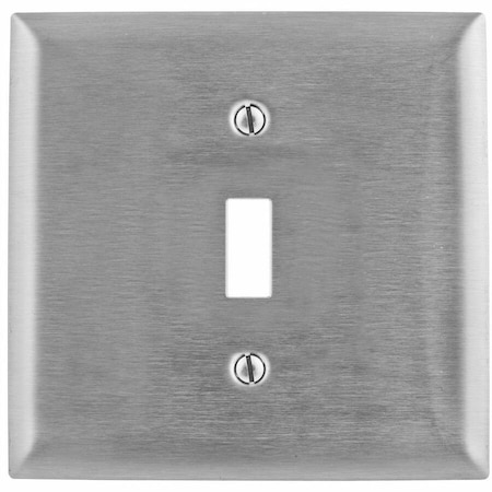 Hubbell Wiring Device-Kellems Wallplates and Boxes, Metallic Plates, 2- Gang, 1) Toggle Opening, Standard Size, Stainless Steel SS740