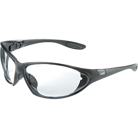 Uvex Full Frame Safety Glasses with Black Frame, Foam Padding, Clear Lens with Hardcoat S0600