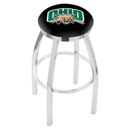 Holland Bar Stool Co 36" Chrome Ohio University Swivel Bar Stool, Accent Ring L8C2C36UnivOH