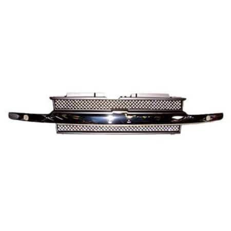 Geared2Golf Grille with Headlamp Washers for 2002-2005 Chevy Trailblazer, Chrome GE1852668
