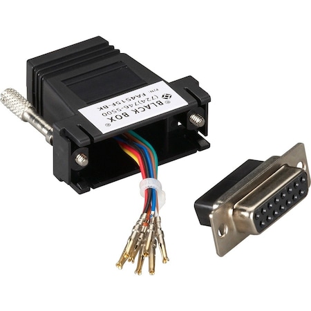 Black Box Modular Adapter Kit (Unassembled), Db15, Female To Rj-45, 8-Wire, FA4515F-BK