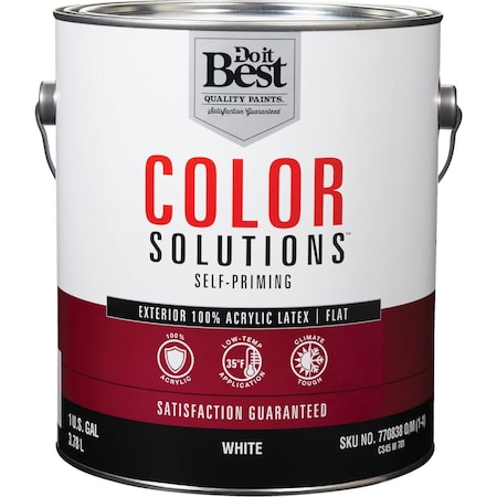 Do It Best Color Solutions 100% Acrylic Latex Self-Priming Flat Exterior House Paint Wht 1 Gal. CS45W0701-16