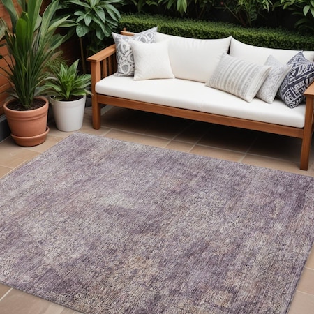 Homeroots 10' X 14' Plum And Lavender Floral Washable Indoor Outdoor Area Rug 605752