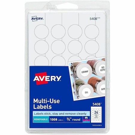 Avery Label, Removeable, Round, 3/4 1008PK AVE05408