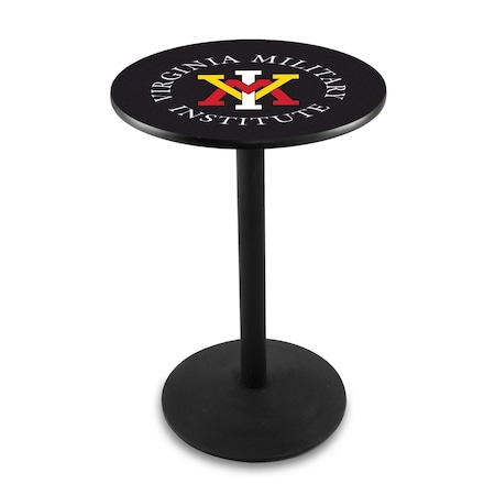 Holland Bar Stool Co 42" Blk Wrinkle Virginia Military Institute Pub Table, 36" dia. Top L214B4236VAMilI