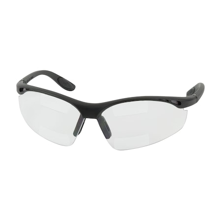 Bouton Optical Semi-Rimless Safety Readers w/Black Frame, Clear Lens and Anti-Scratch / Anti-Fog Coating, Dual +1.50 250-25-1515