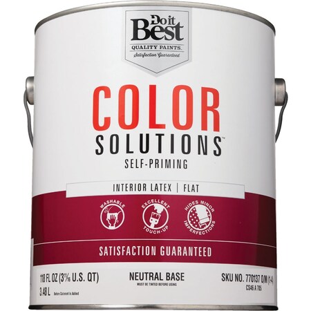 Do It Best Color Solutions Latex Self-Priming Flat Interior Wall Paint Neutral Base 1 Gal. CS46A0705-16