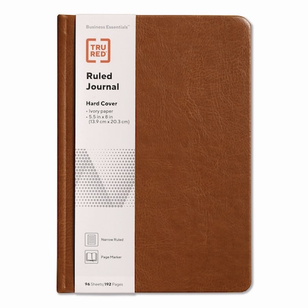 Tru Red Hardcover Business Journal with Elastic, 1-Subject, Narrow Rule, Cognac Cover, 96 8 x 5.5 Sheets TR61950