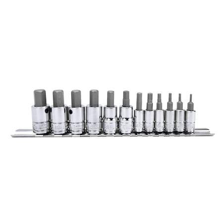 Genius Tools 12PC 1/4 & 3/8in Dr. Metric Hex Bit Socket Set BS-2312H