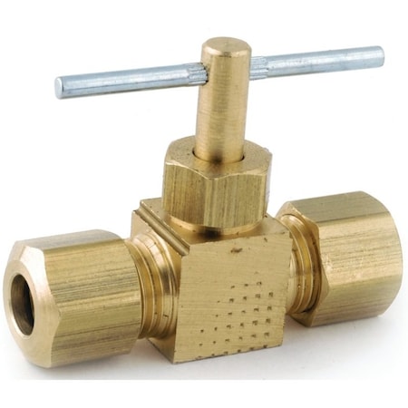 Anderson Metals Straight Needle Shut-Off Valve, 1/4 in Connection, Compression, Brass Body 759106-04