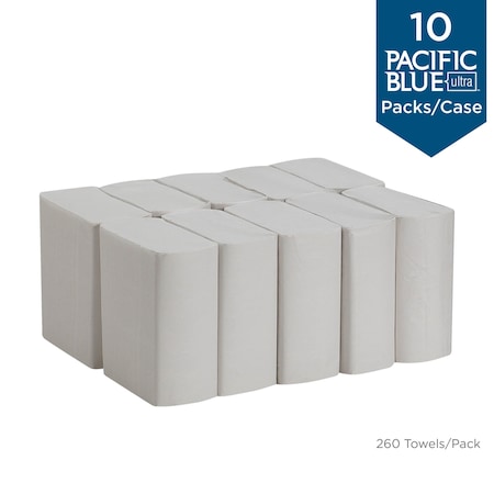 Georgia-Pacific Pacific Blue Ultra Multifold Paper Towels, 1 Ply, 260 Sheets, White, 10 PK 20885