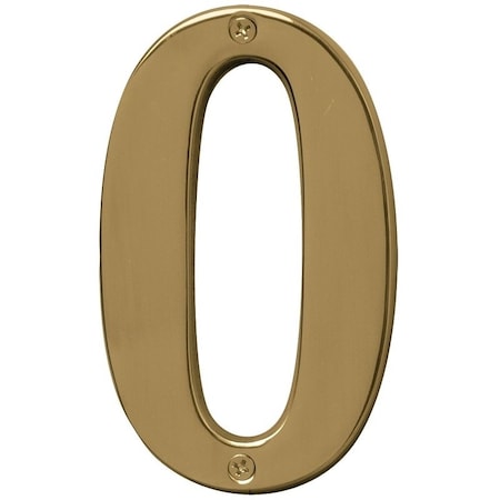Hy-Ko Prestige Series House Number, Character 0, 5 in H Character, Brass Character, Solid Brass BR-51PB/0