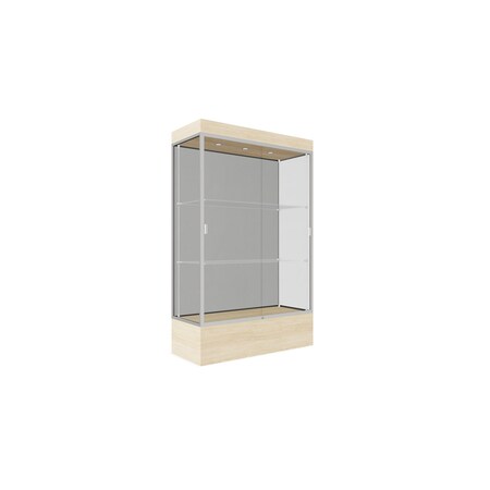 Ghent Lighted Floor Display Case 48x76x20, 12" Base, Satin 94LFHB-SN-BGW