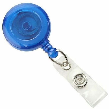 Brady BADGE REEL, ROUND, PLASTIC, BELT CLIP-ON, TRANSLUCENT ROYAL BLUE, 1 1/4in, CLEAR VINYL STRAP 2120-3602