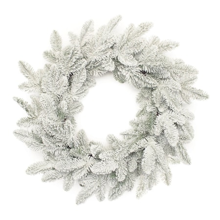 Homeroots 25" White Flocked Pine Christmas Artificial Wreath 634631