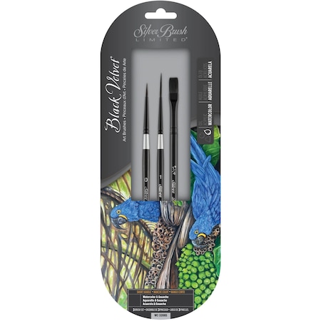 Silver Brush Black Velvet Watercolor& Gouache Brushes, 3-Piece Set WC-3208S