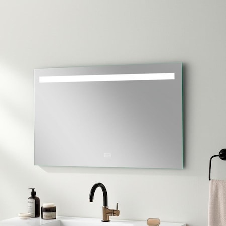 Homeroots 39" Clear Lighted Unframed Bathroom Vanity Mirror 564847