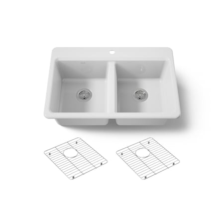 Kohler Riverby 33" top-mount double-bowl kitchen sink 8679-1A1-0