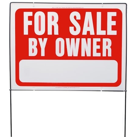 Hy-Ko Real Estate Sign with Frame, For Sale By Owner, White Legend, Plastic RSF-605