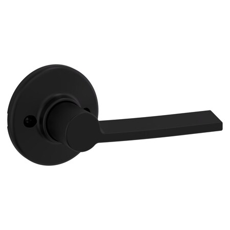 Kwikset Left Hand Ladera Lever with Round Rose Half Dummy with New Chassis Matte Black Finish 488LRLRDTLH-514