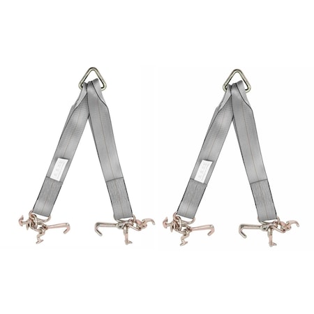 Mytee Products Tow Straps V Bridle 3in x 24in w/ RTJ Cluster Hooks 5400WLL, Wrecker, 2PK VStrap0324RTJx2
