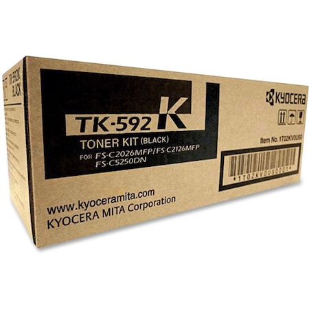 Kyocera Black Toner Cartridge + Waste Toner Bottle, 7,000 Yield TK-592K